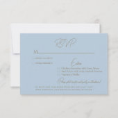 Sky Blue Gold Text Wedding RSVP Card (Voorkant)