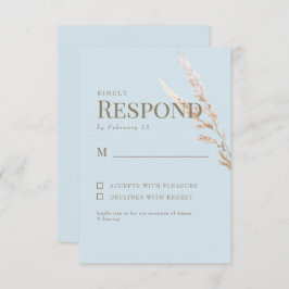 Sky Blue Gouden Tekst Boho Bruiloft RSVP