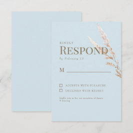 Sky Blue Gouden Tekst Boho Bruiloft RSVP Kaartje