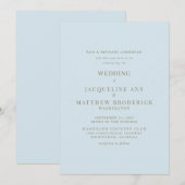 Sky Blue Gouden Tekst Bruiloft Uitnodiging (Voorkant / Achterkant)