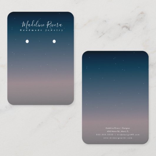 Sky Blue Gradient Handmade Earring Display Kaart Contactkaartje (Voorkant / Achterkant)