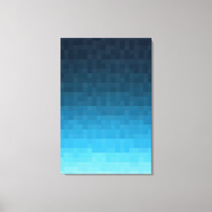 sky blue gradient   vierkante pixelblokken   canvas afdruk
