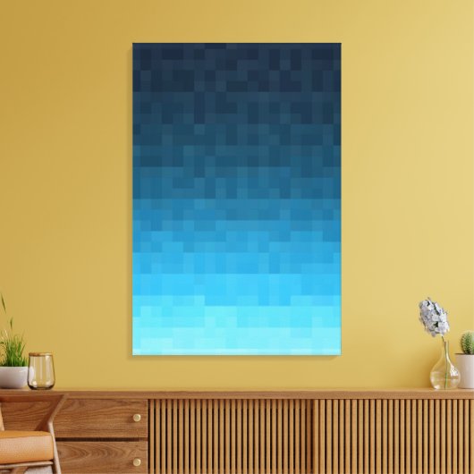sky blue gradient | vierkante pixelblokken | canvas afdruk (Insitu (Woonkamer))