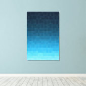 sky blue gradient | vierkante pixelblokken | canvas afdruk (Insitu (Houten vloer))