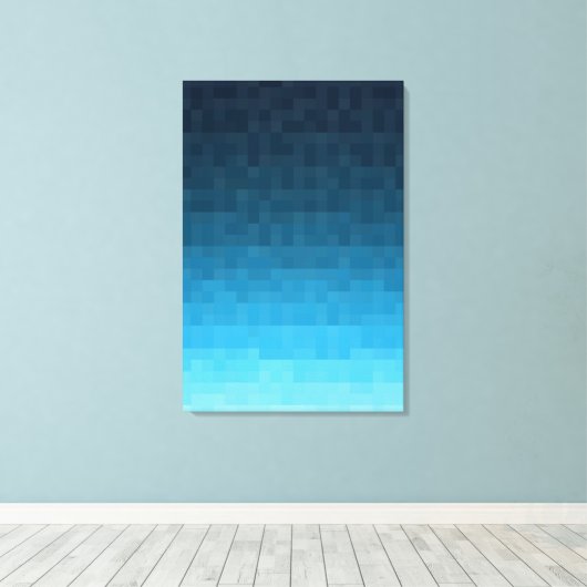 sky blue gradient | vierkante pixelblokken | canvas afdruk (Insitu (Houten vloer))