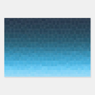 sky blue gradient   vierkante pixelblokken   inpakpapier vel