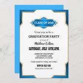 Sky Blue Graduation Invitation Kaart (Voorkant / Achterkant)