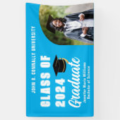 Sky Blue Graduation Party Afstuderen Foto Spandoek (Verticaal)