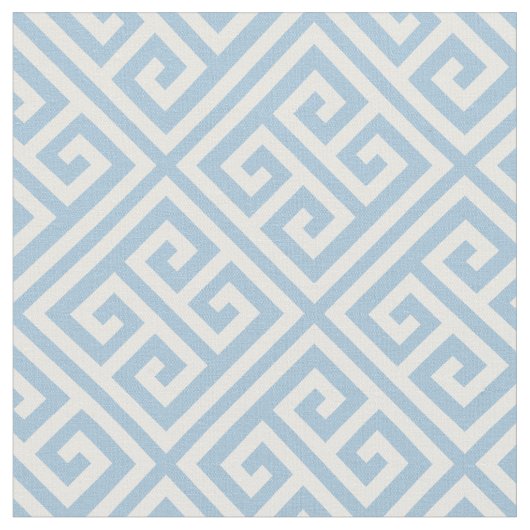 Sky Blue Greek Key Pattern Stof (Close Up)