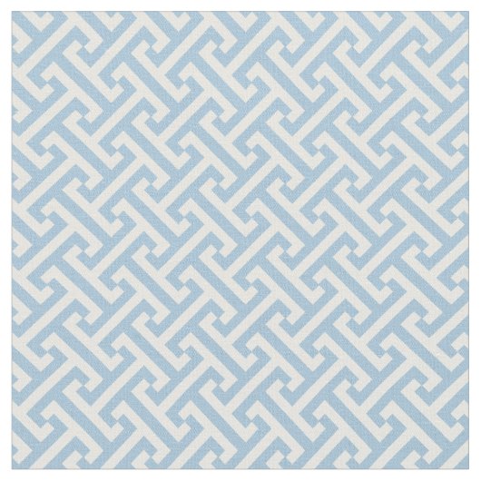 Sky Blue Greek Key Pattern Stof (Close Up)