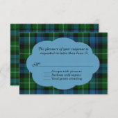 Sky Blue & Green Lamont Tartan Pset RSVP Card (Voorkant / Achterkant)