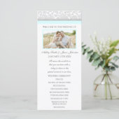 Sky Blue Grey Damask Fotohuwelijksprogramma Programmakaart (Staand voorkant)