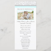 Sky Blue Grey Damask Fotohuwelijksprogramma Programmakaart (Voorkant)
