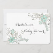 Sky Blue Grey Flowers Baby Shower Invitaties Kaart (Voorkant)