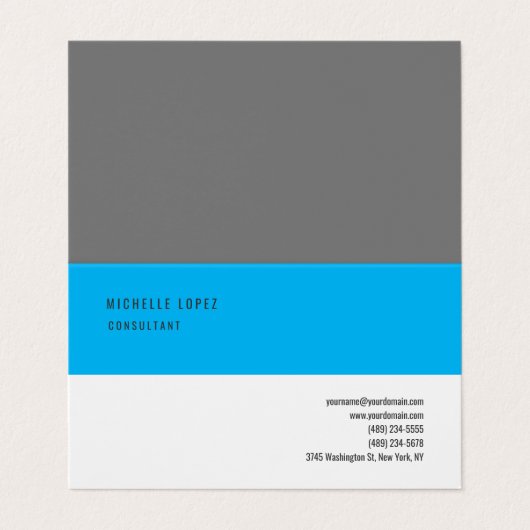 Sky Blue Grey White Classical Elegant Plain Visitekaartje (Buitenkant ongevouwen)