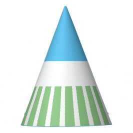  Sky Blue Groene Carnaval Stripes op Wit Feesthoedjes