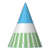  Sky Blue Groene Carnaval Stripes op Wit Feesthoedjes (Links)