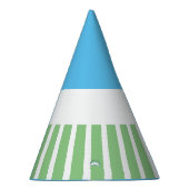  Sky Blue Groene Carnaval Stripes op Wit Feesthoedjes (Rechts)