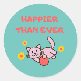 Sky Blue Happy Cat klassieke sticker