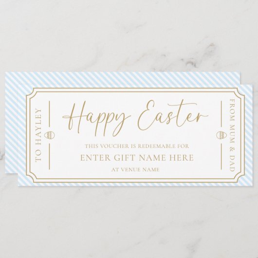 Sky Blue Happy Easter Gift Voucher Kaart (Voorkant / Achterkant)