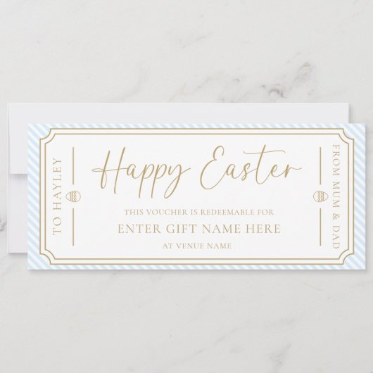 Sky Blue Happy Easter Gift Voucher Kaart (Voorkant)