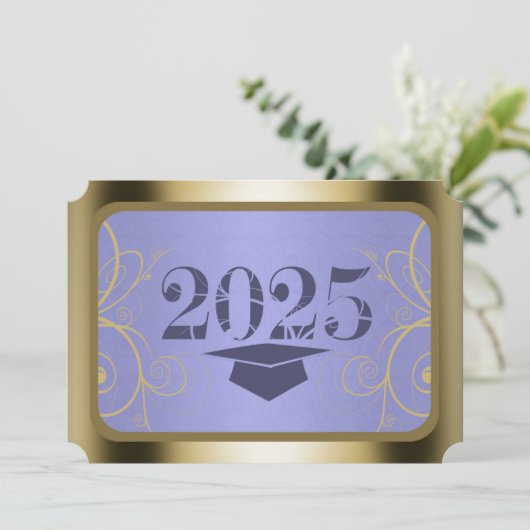 Sky Blue Harvest/Gold Lijst Afstuderen Kaart (Staand voorkant)