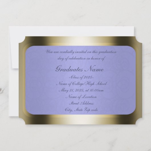 Sky Blue Harvest/Gold Lijst Afstuderen Kaart (Achterkant)