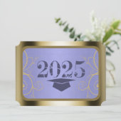 Sky Blue Harvest/Gold Lijst Graduparty Kaart (Staand voorkant)