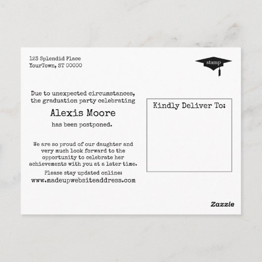 Sky Blue hashtag uitgesteld afstudeerfeest Briefkaart (Achterkant)