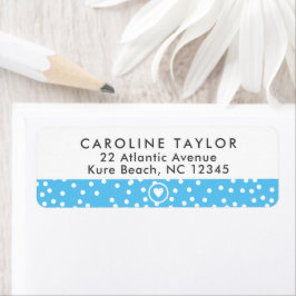 Sky Blue Heart en Stippen Cute Preppy Return Addre Etiket