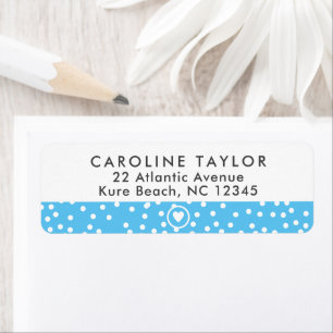Sky Blue Heart en Stippen Cute Preppy Return Addre Etiket