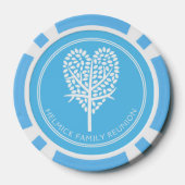 Sky Blue Heart Tree Familie Reünie Poker Chips (Achterkant)