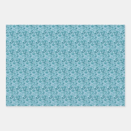  Sky Blue Hearts Flat Wrapping Paper Sheets (Voorkant 3)