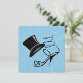 Sky Blue Hearts Top Hat and High Heels Invitations Kaart (Staand voorkant)