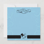 Sky Blue Hearts Top Hat and High Heels Invitations Kaart (Achterkant)