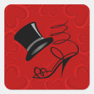 Sky Blue Hearts Top Hat en High Heels op stickers