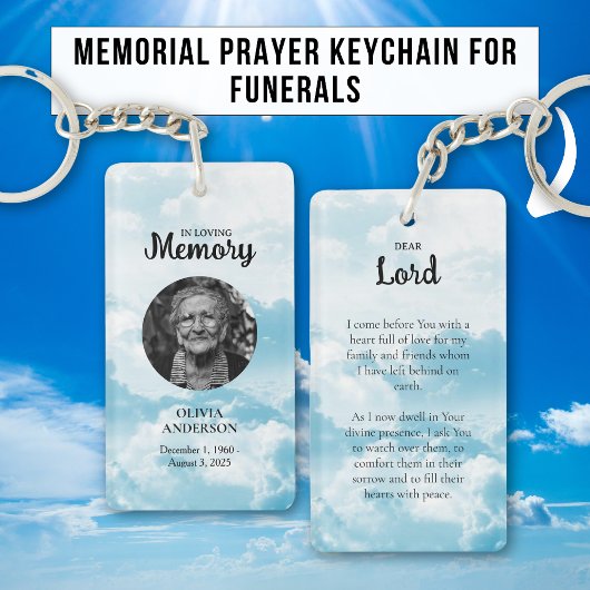 Sky Blue Heaven Memorial Gebed Foto Sleutelhanger