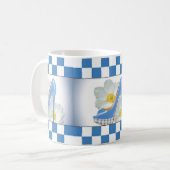 Sky Blue High Hiel Checker Pattern & Flowers Koffiemok (Voorkant links)