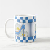 Sky Blue High Hiel Checker Pattern & Flowers Koffiemok (Links)