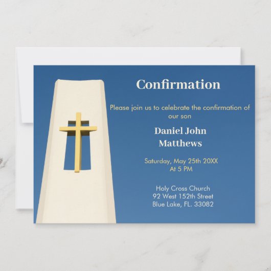 Sky Blue Holy Cross bevestiging uitnodiging (Voorkant)