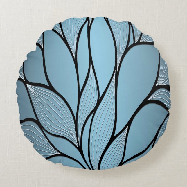 Sky Blue Hues Creatief Verloven Patroon Rond Kussen (Voorkant)