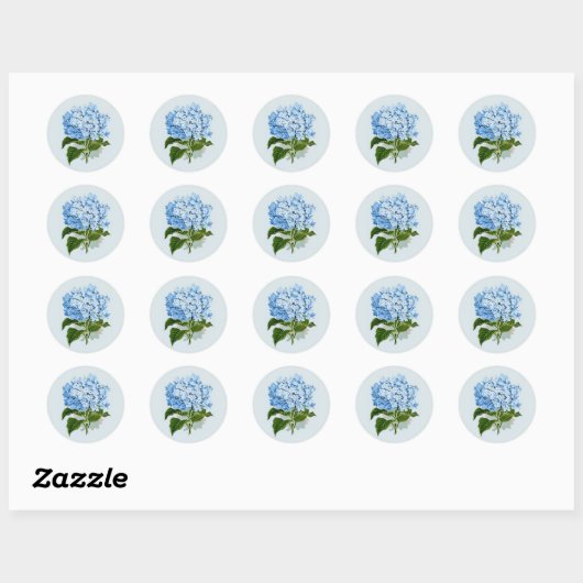  Sky Blue Hydrangea Ronde Sticker (Vel)