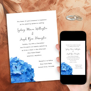 Sky Blue Hydrangea Wedding Invitation Kaart
