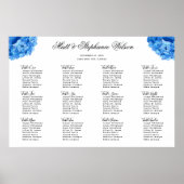 Sky Blue Hydrangea Wedding Table Seating Chart Poster (Voorkant)