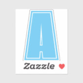 Sky Blue Initiaal Monogram Kalligrafie Chic Sticker (Vel)