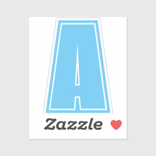 Sky Blue Initiaal Monogram Kalligrafie Chic Sticker (Vel)