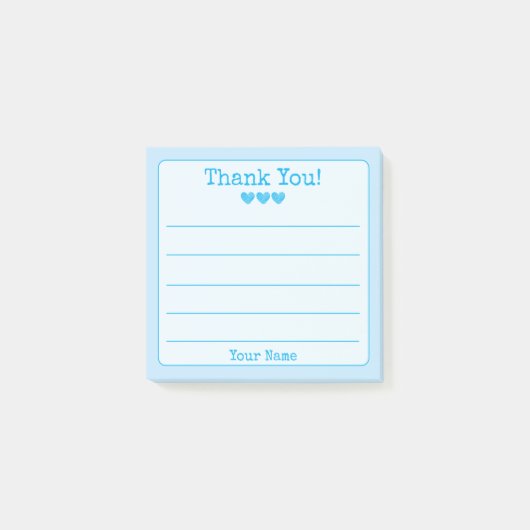 Sky Blue Jouw naam en hartstikke bedankt Post-it® Notes (Voorkant)