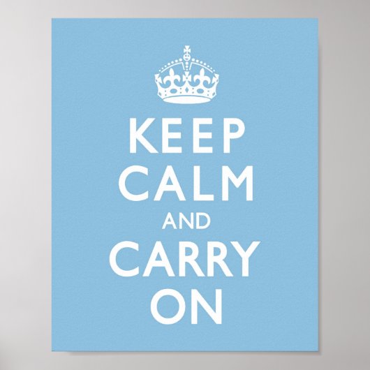 Sky Blue Keep Calm en Carry on Poster (Voorkant)