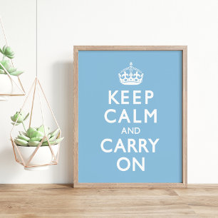 Sky Blue Keep Calm en Carry on Poster