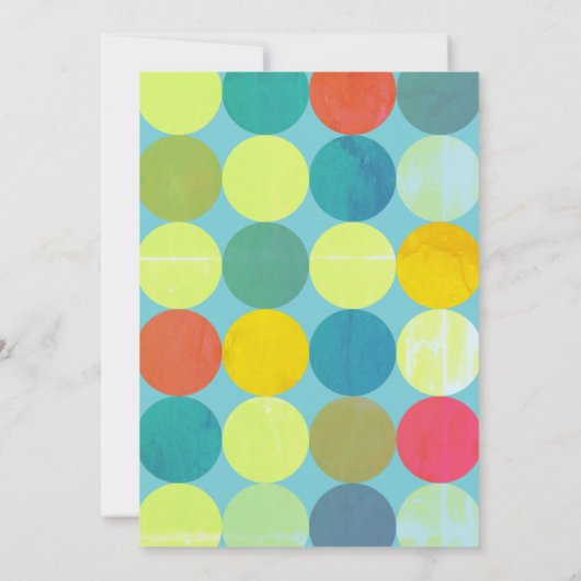 Sky Blue & Kleurrijke Cirkels Verjaardag Uitnodigi Kaart (Achterkant)
